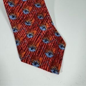 Vintage Silk Tie Necktie Kolte Italy Floral Red Blue Office Career VGUC